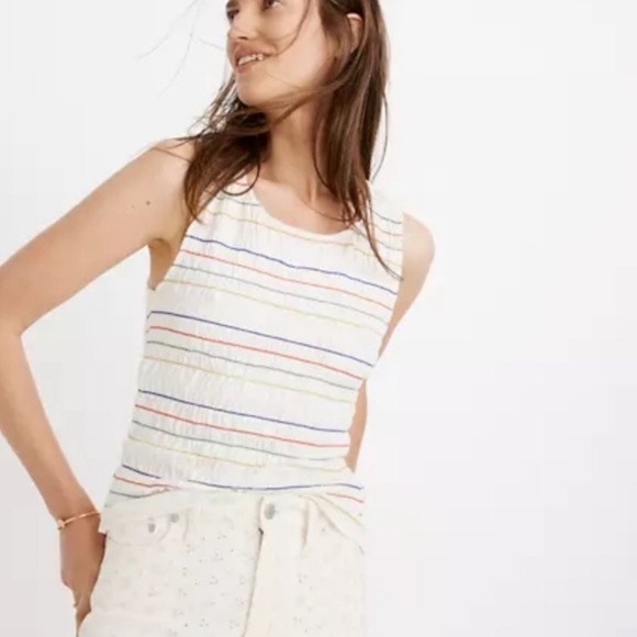 Madewell Smocked Rainbow Tank - Picture 4 of 6